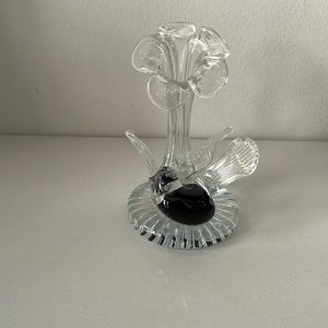 Murano Style Blue Bird and Flower